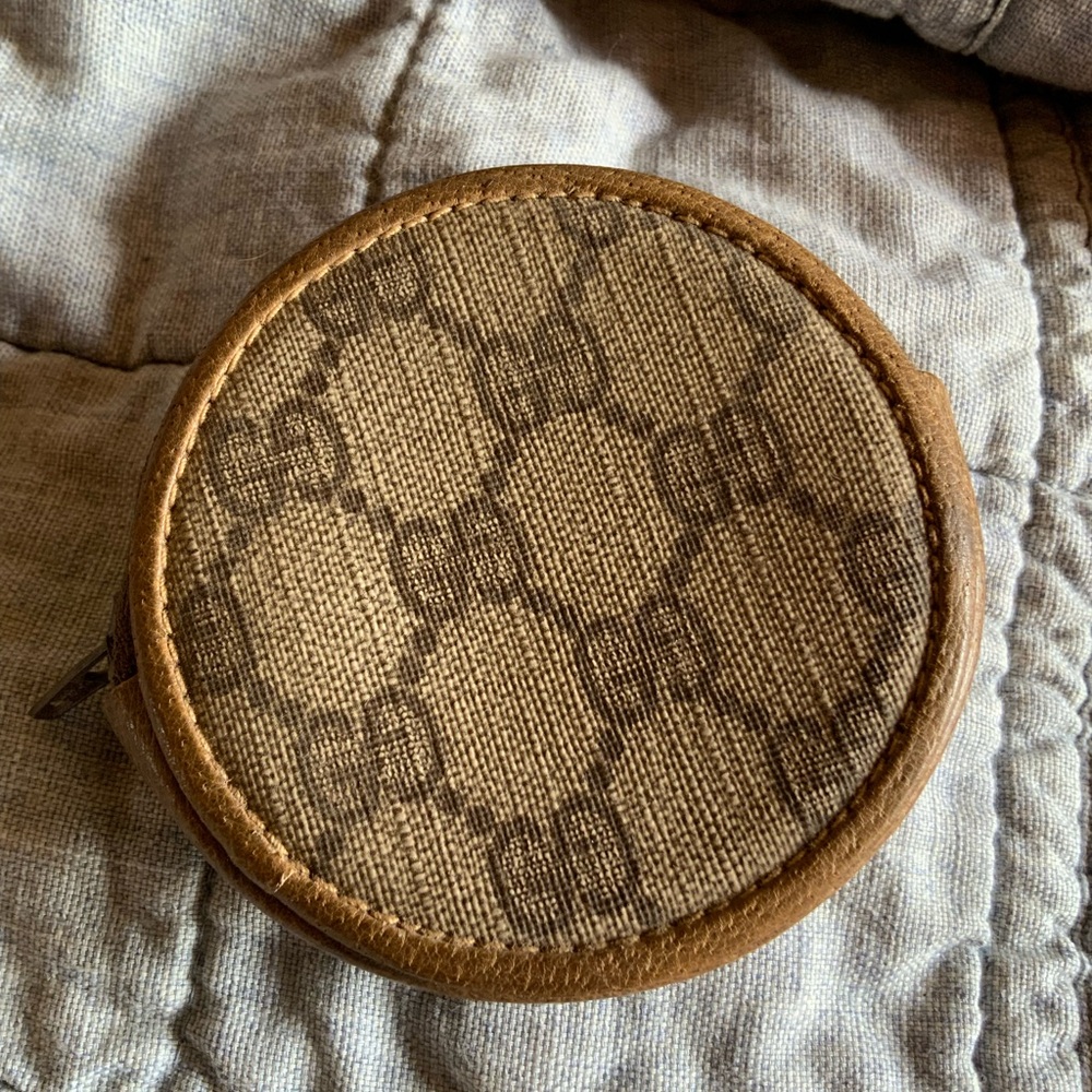 Gucci rare vintage Beige and Brown Patterned Coin Pouch